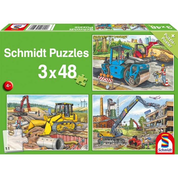  Schmidt-Spiele-56520 3 Puzzles - Mes Machines de Chantier Préférées