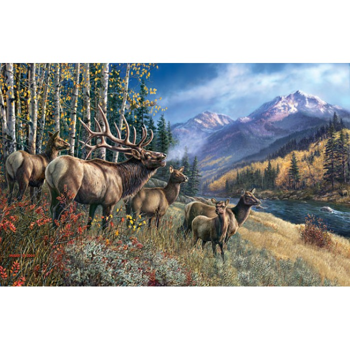 Puzzle Sunsout-28448 James Meger - Elk Anthem