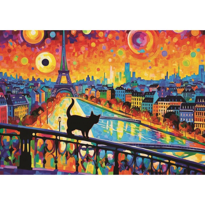 Puzzle  Trefl-10795 Chat À Paris