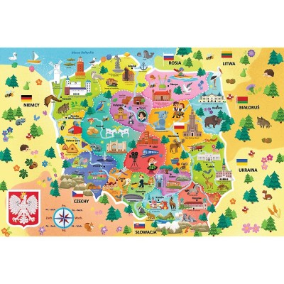 Puzzle Trefl-15556 Carte de Pologne (en Polonais)