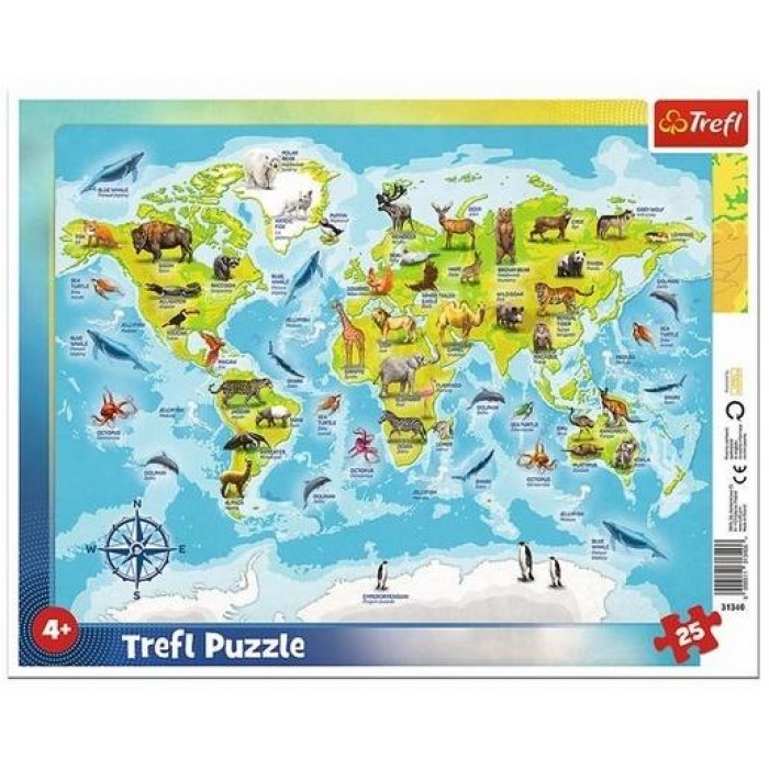 Puzzle Cadre - Carte du Monde Des animaux