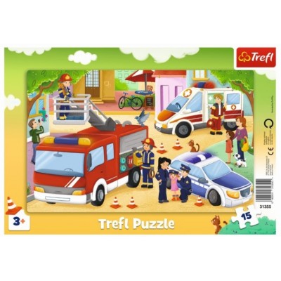 Trefl-31355 Puzzle Cadre - Véhicules d'Urgence