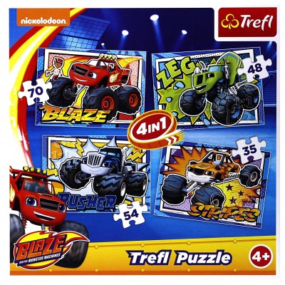 Trefl-34267 4 Puzzles - Blaze and the Monster Machines