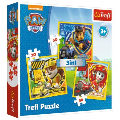 Trefl-34839 3 Puzzles - Pat'Patrouille
