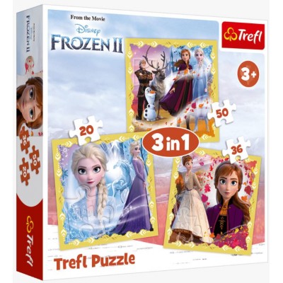Trefl-34847 3 Puzzles - La Reine des Neiges 2