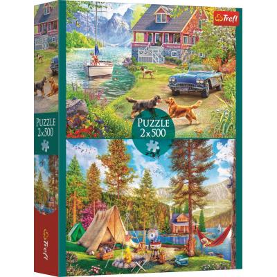Trefl-37497 2 Puzzles - Détente Estivale