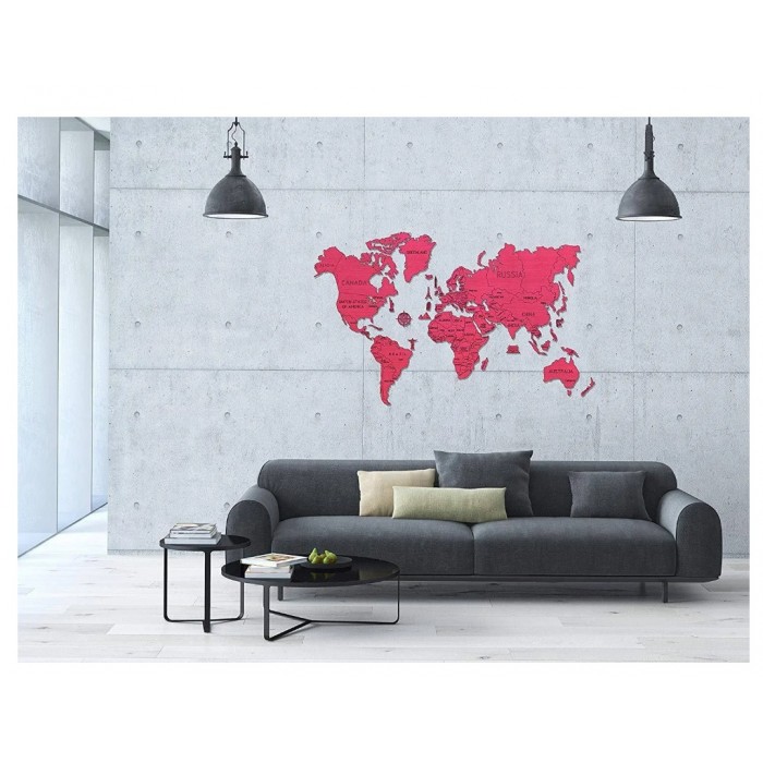 Puzzle en Bois - Carte du Monde XXL (Corail)